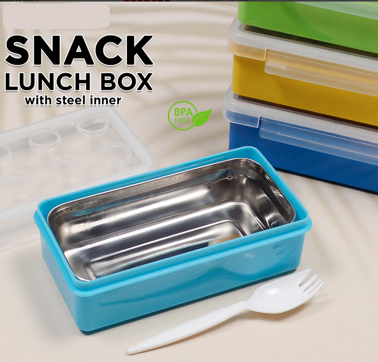 Lego Blocks Snack Lunch Box With Steel Inner