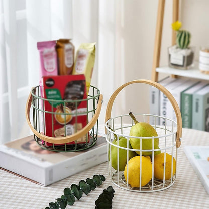 Multipurpose Iron Basket with Wooden Handle