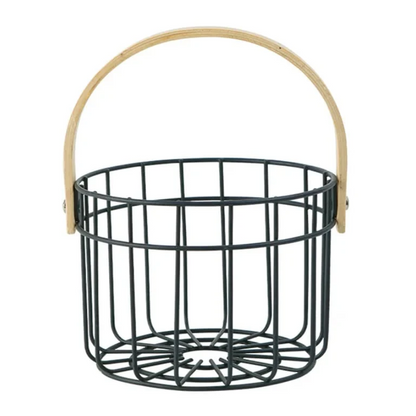 Multipurpose Iron Basket with Wooden Handle