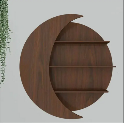 Moon Shape Wooden Wall Shelf