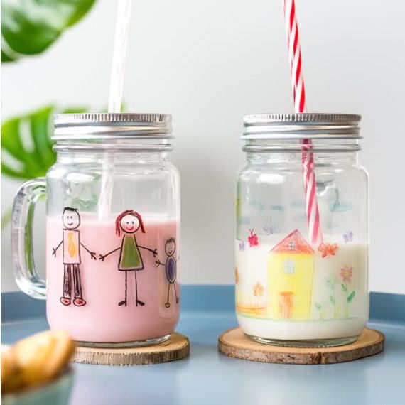 Plastic Mason Bottle Jar with Colorful Spoon and Silver Cap