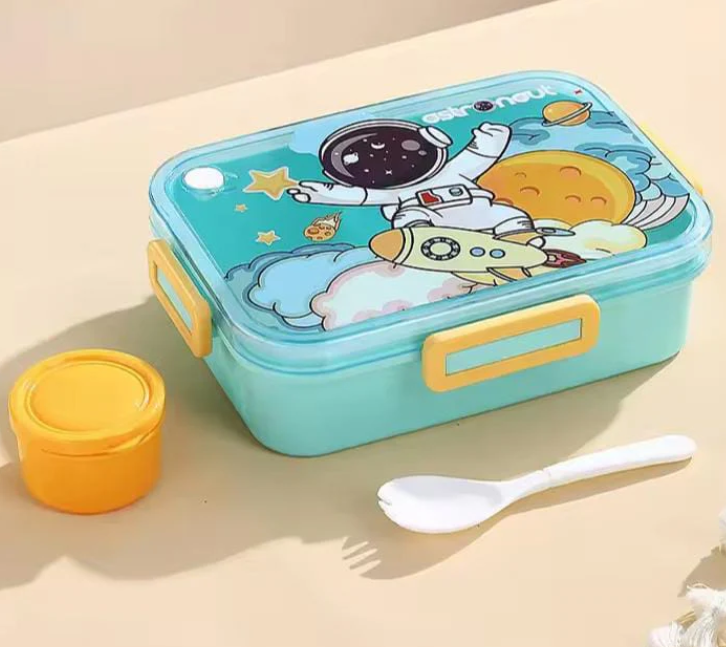 Snack Time Adventure Lunch Box with Spoon and Sauce Bowl