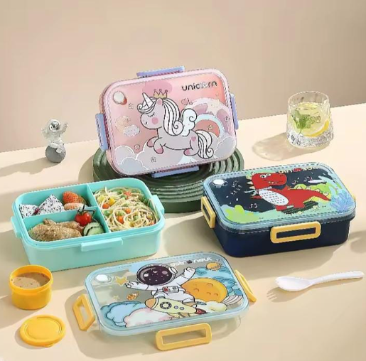 Snack Time Adventure Lunch Box with Spoon and Sauce Bowl