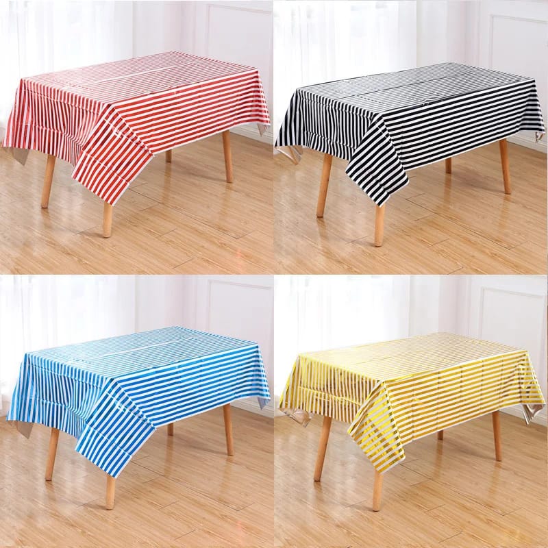 Stripes Design Metallic Color Plastic Table Cover