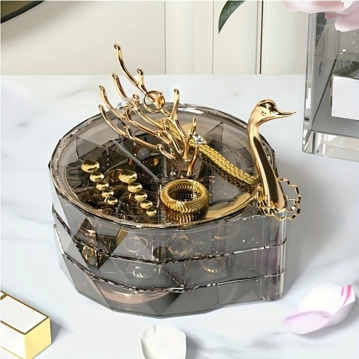 Luxury Swan Shaped 3 Layer Acrylic Jewelry Box